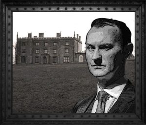 Portrait of Mark Gatiss with a manor house in the background.